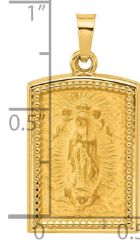 14K Rectangular Hollow Our Lady of Guadalupe Medal-XR2102