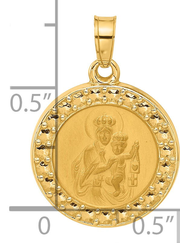 14K Hollow Our Lady of Mt Carmel Medal-XR2103