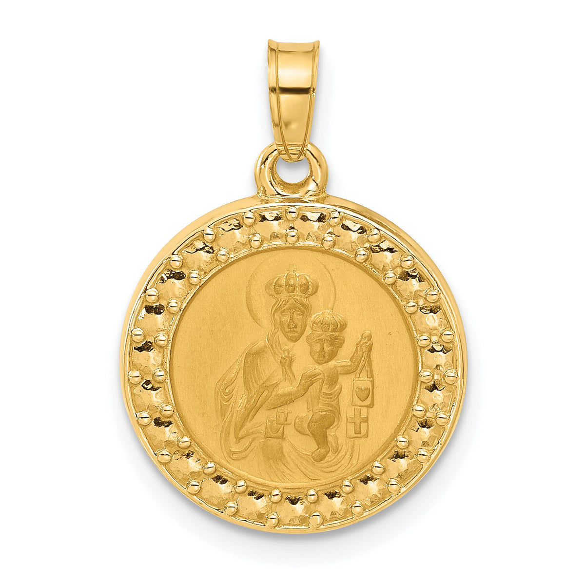 14K Hollow Our Lady of Mt Carmel Medal-XR2103