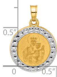 14K and White Rhodium Hollow Our Lady of Mt Carmel Medal-XR2104