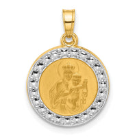 14K and White Rhodium Hollow Our Lady of Mt Carmel Medal-XR2104