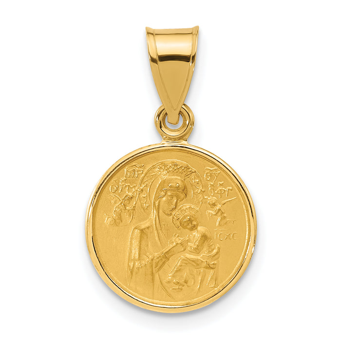 14k Polished and Satin Solid Our Lady of Perpetual Help Medal-XR2105