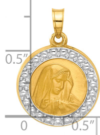 14k and Rhodium Hollow Lady of Sorrows Pendant-XR2106