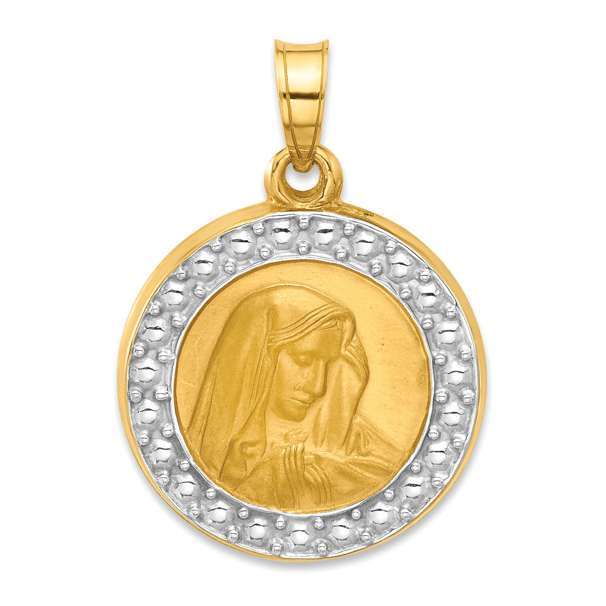 14k and Rhodium Hollow Lady of Sorrows Pendant-XR2106