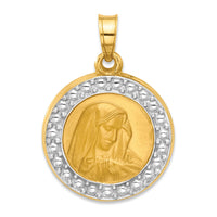 14k and Rhodium Hollow Lady of Sorrows Pendant-XR2106