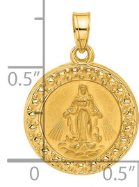 14K Hollow Miraculous Mary Plain Back Medal-XR2108