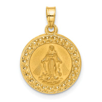 14K Hollow Miraculous Mary Plain Back Medal-XR2108