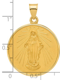 14k Polished and Satin Solid Miraculous Mary Plain Back Medal-XR2110