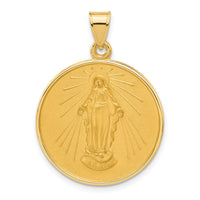 14k Polished and Satin Solid Miraculous Mary Plain Back Medal-XR2110