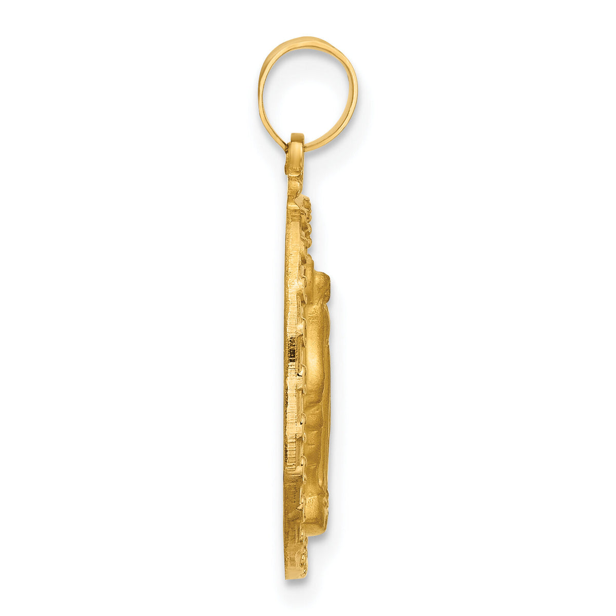 14k Satin and Polished Miraculous Medal Solid Oval Pendant-XR2111