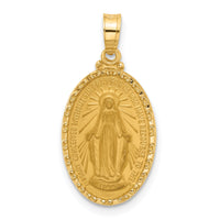 14k Satin and Polished Miraculous Medal Solid Oval Pendant-XR2111
