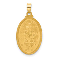 14K with Rhodium Satin and Polished Miraculous Medal Solid Oval Pendant-XR2114