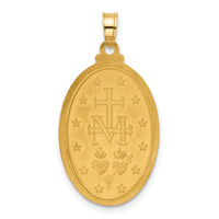 14k Satin and Polished Miraculous Medal Solid Oval Pendant-XR2115