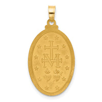 14K with Rhodium Satin and Polished Miraculous Medal Solid Oval Pendant-XR2116