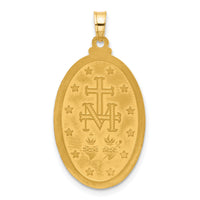 14k Satin and Polished Miraculous Medal Solid Oval Pendant-XR2117