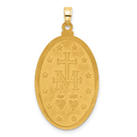 14k Satin and Polished Miraculous Medal Solid Oval Pendant-XR2119