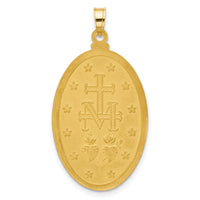 14K with Rhodium Satin and Polished Miraculous Medal Solid Oval Pendant-XR2120