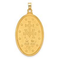 14k Satin and Polished Miraculous Medal Solid Oval Pendant-XR2121