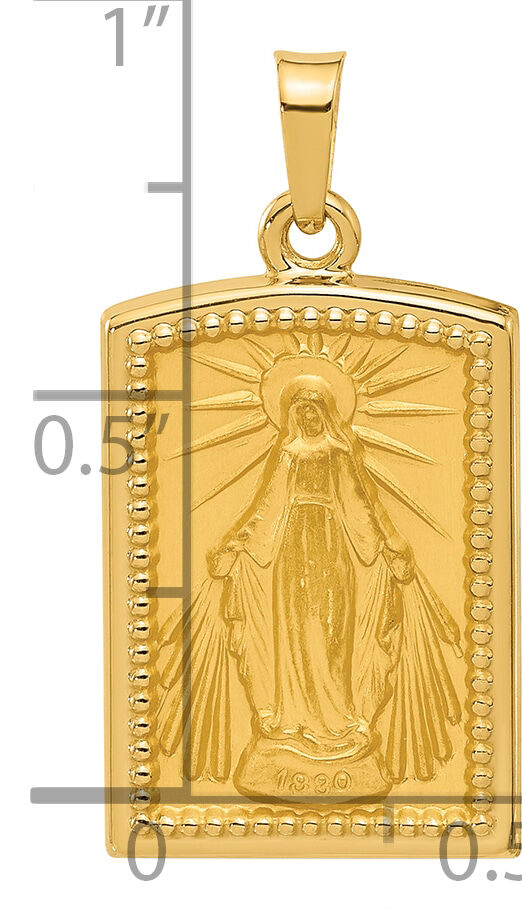 14K Rectangular Hollow Miraculous Medal-XR2126