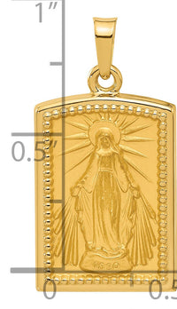 14K Rectangular Hollow Miraculous Medal-XR2126