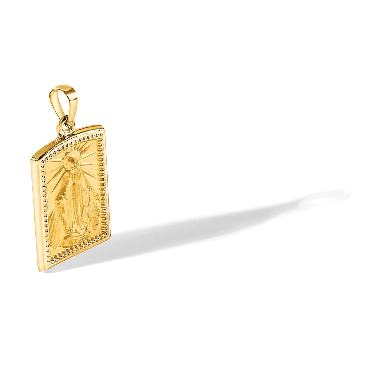 14K Rectangular Hollow Miraculous Medal-XR2126