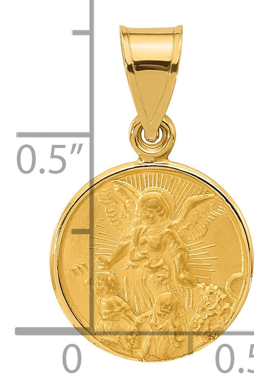 14k Polished and Satin Solid Our Guardian Angel Medal-XR2127