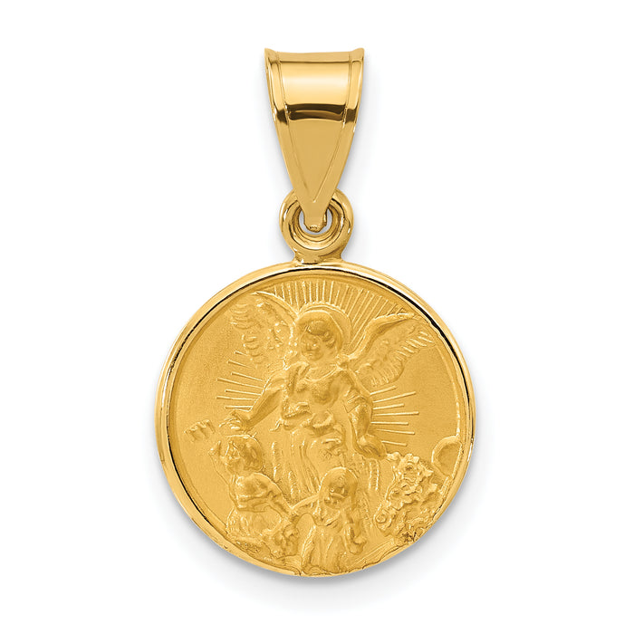 14k Polished and Satin Solid Our Guardian Angel Medal-XR2127