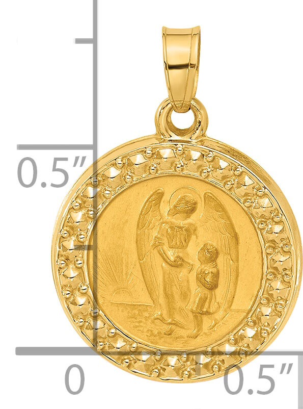 14K Hollow Our Guardian Angel Medal-XR2128