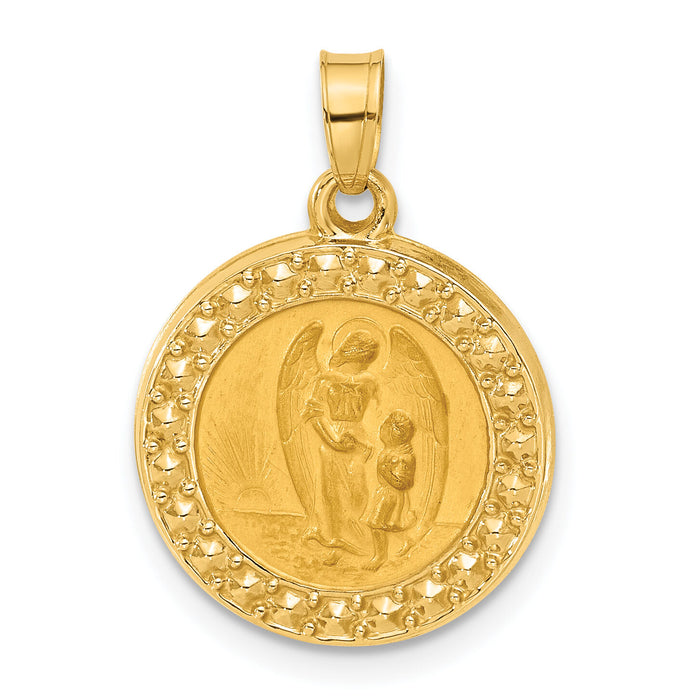 14K Hollow Our Guardian Angel Medal-XR2128