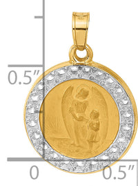 14K and White Rhodium Hollow Our Guardian Angel Medal-XR2129
