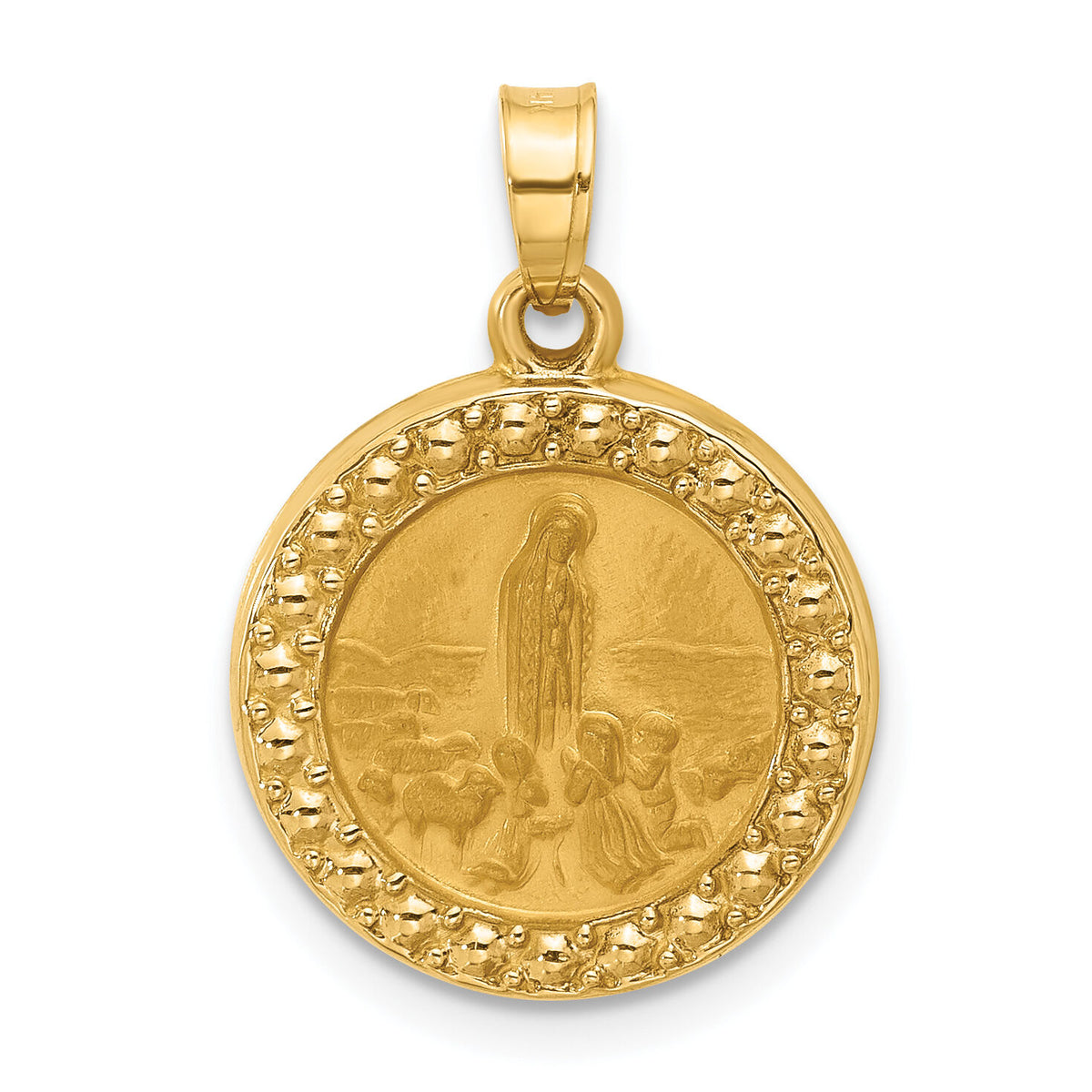 14k Satin and Polished St Anthony Medal Round Pendant-XR2131