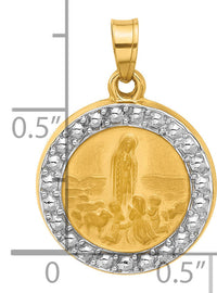 14k with Rhodium Satin and Polished St Anthony Medal Round Pendant-XR2132