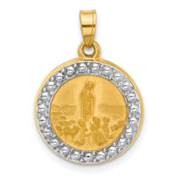 14k with Rhodium Satin and Polished St Anthony Medal Round Pendant-XR2132