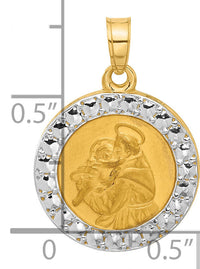 14K with White Rhodium Hollow St. Anthony Medal-XR2134