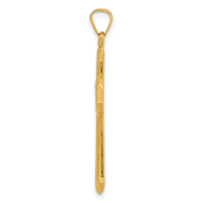 14k Two-tone Textured Hollow Budded St Benedict Cross Pendent-XR2135