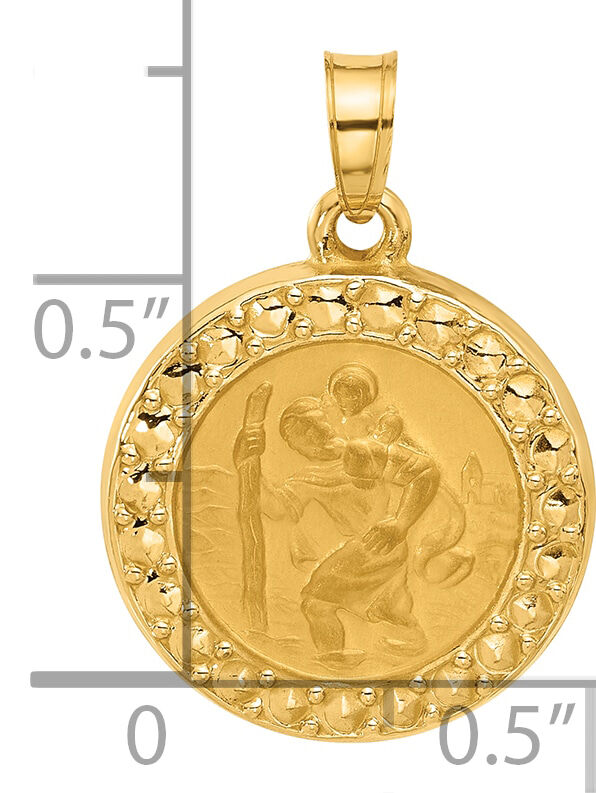 14K Hollow St. Christopher Medal-XR2136