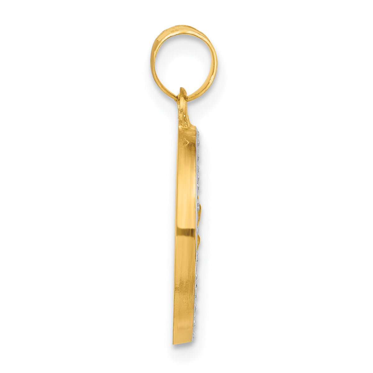 14K with White Rhodium Hollow St. Christopher Medal-XR2137