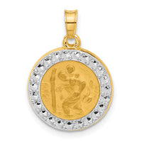 14K with White Rhodium Hollow St. Christopher Medal-XR2137