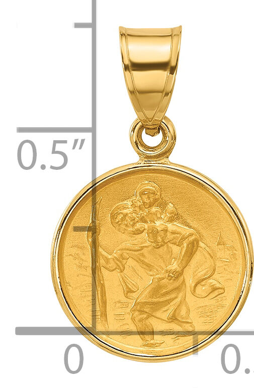 14k Polished and Satin St. Christopher Medal-XR2138