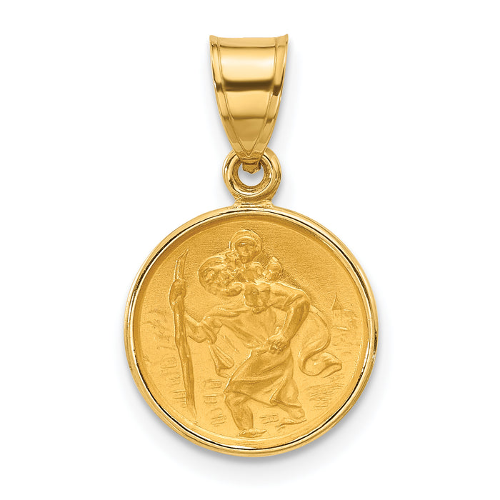 14k Polished and Satin St. Christopher Medal-XR2138