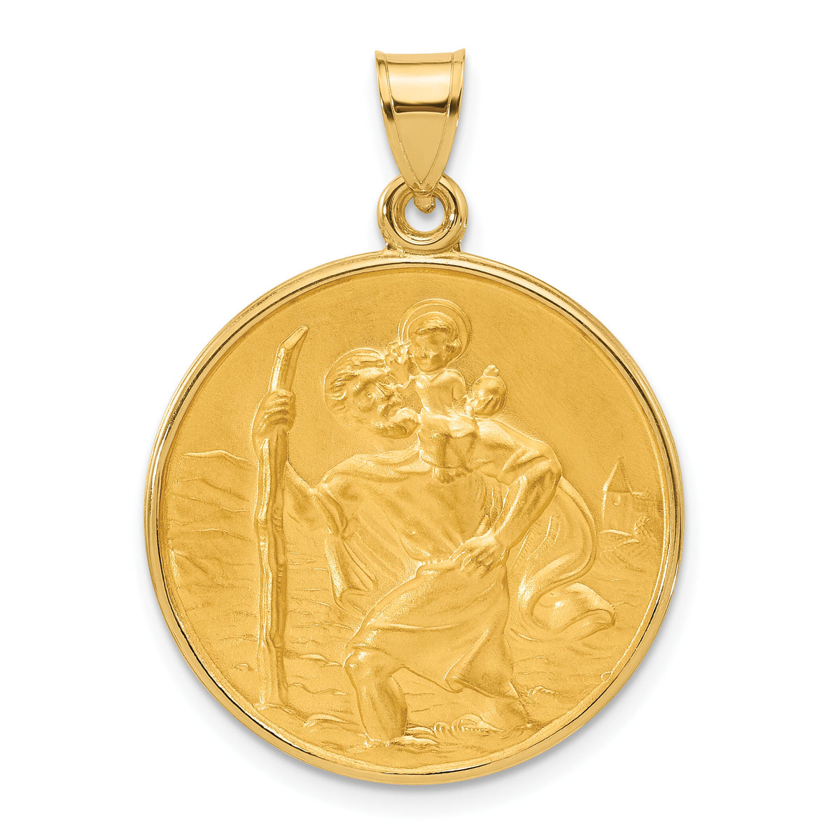 14k Polished and Satin Solid St. Christopher Medal-XR2139