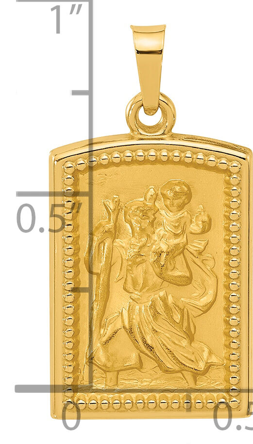 14K Rectangular Hollow St. Christopher Medal-XR2140