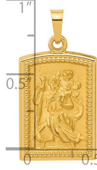 14K Rectangular Hollow St. Christopher Medal-XR2140