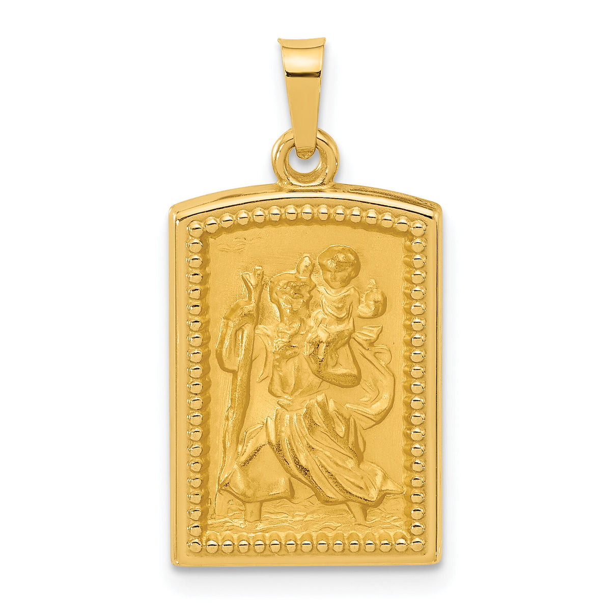 14K Rectangular Hollow St. Christopher Medal-XR2140