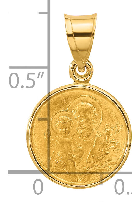 14k Polished and Satin Solid St Joseph Medal-XR2141