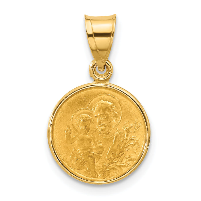 14k Polished and Satin Solid St Joseph Medal-XR2141