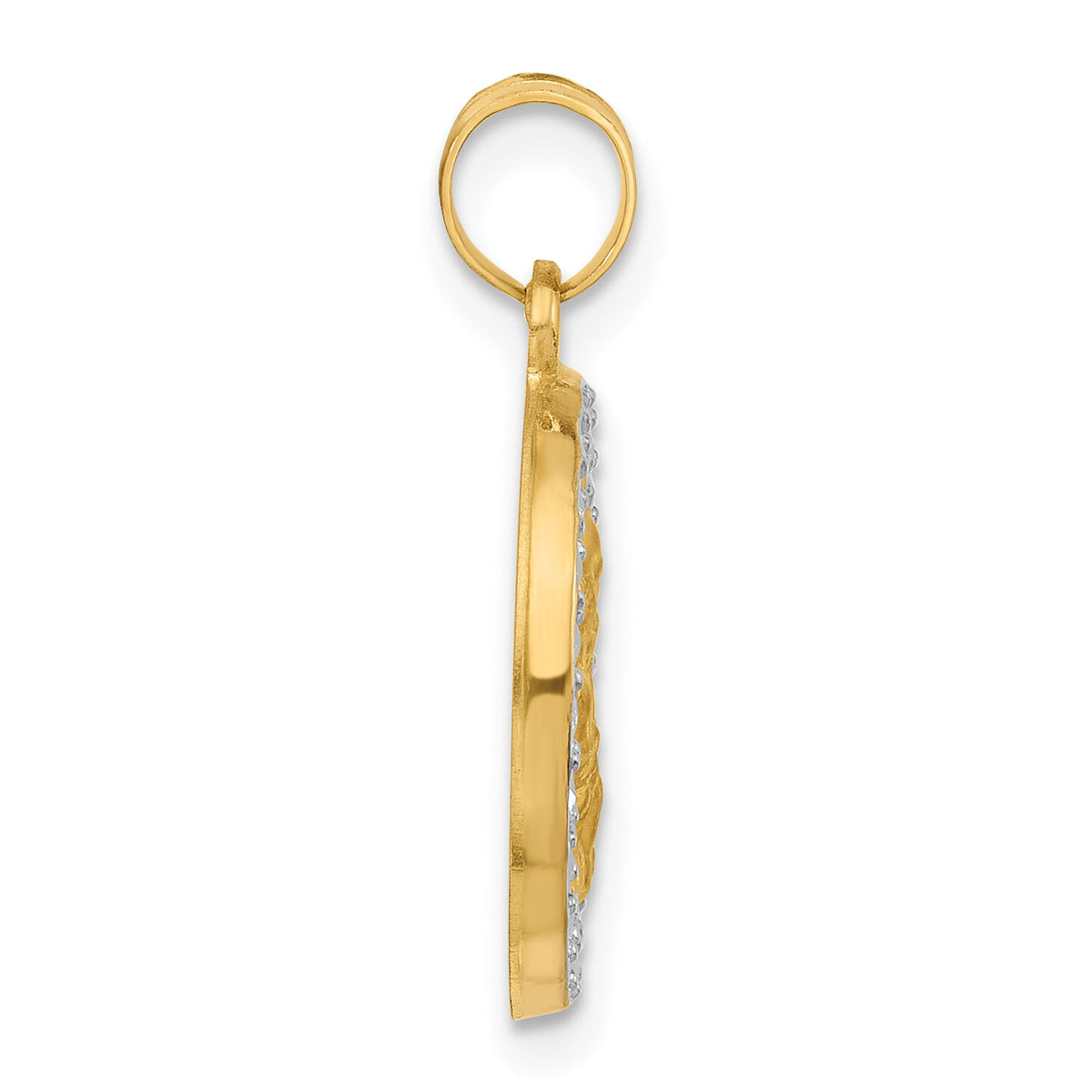 14K with White Rhodium Hollow St. Joseph Medal-XR2143