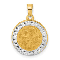 14K with White Rhodium Hollow St. Joseph Medal-XR2143