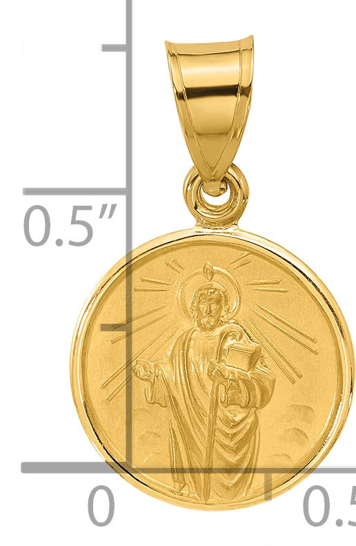 14k Polished and Satin Solid St Jude Thaddeus Medal-XR2145