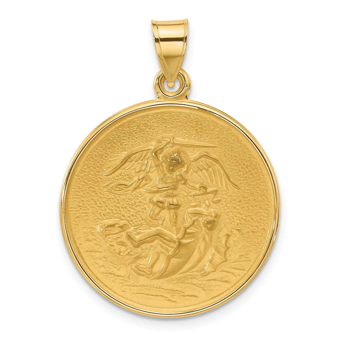 14k Polished and Satin Solid St. Michael Medal-XR2149